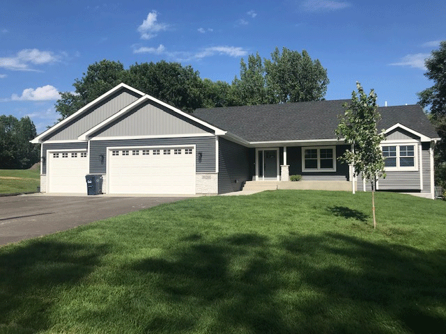 exterior grey single story double garage